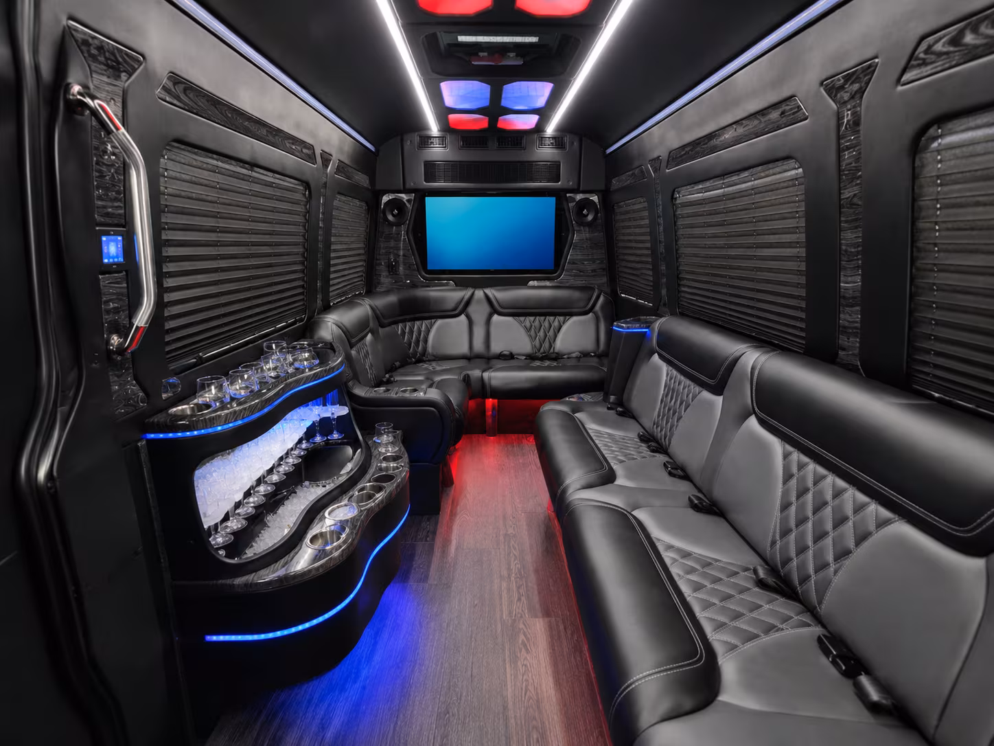 erie 30 passenger party bus inside